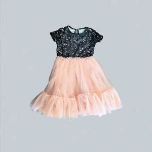 Girls' Oopsie Daisy Black Floral + Pink Tulle Layered Tutu Twirl Dress 8Y
